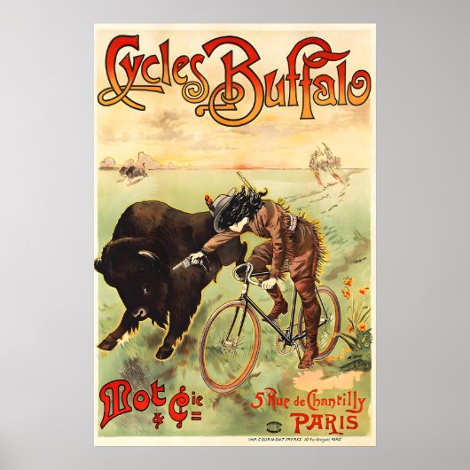 Cycles Buffalo Vintage Bicycle Poster ポスター (正面)