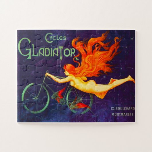 Cycles Gladiator ビンテージ フランス自転車広告ポスター ジグソーパズル (横)