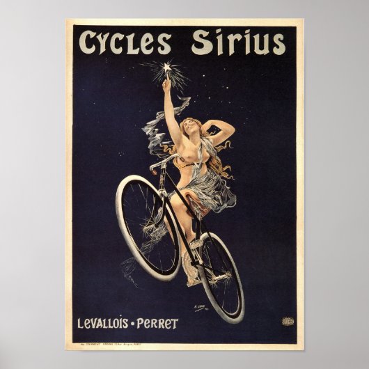 Cycles Sirius，フランス，ヴィンテージ自転車ポスター ポスター (正面)