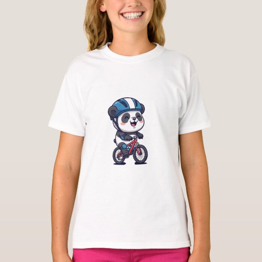 Cycling Adventure Panda Kids Tシャツ (正面)