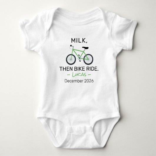 Cycling Baby Shower Milk Then Bike Ride - Biking ベビーボディスーツ (正面)