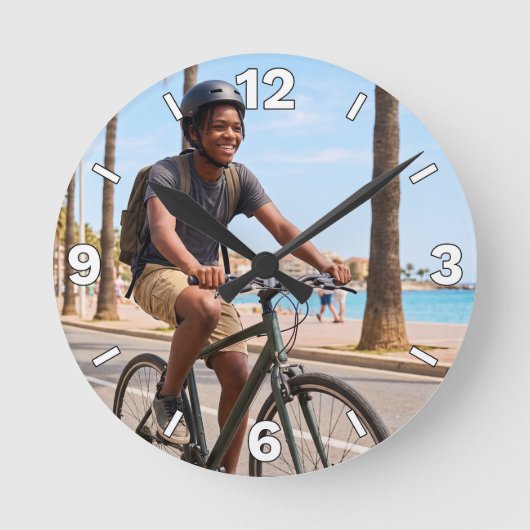 Cycling Beach Bicycle Ride Outdoor Vacation Decor ラウンド壁時計 (正面)