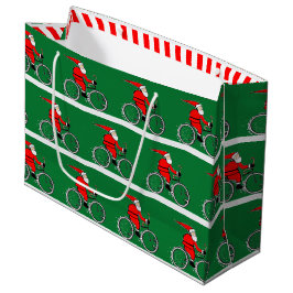 Cycling Bicycle Christmas Holiday ラージペーパーバッグ