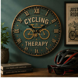 Cycling Is My Therapy Gift for Cyclists ラージ壁時計