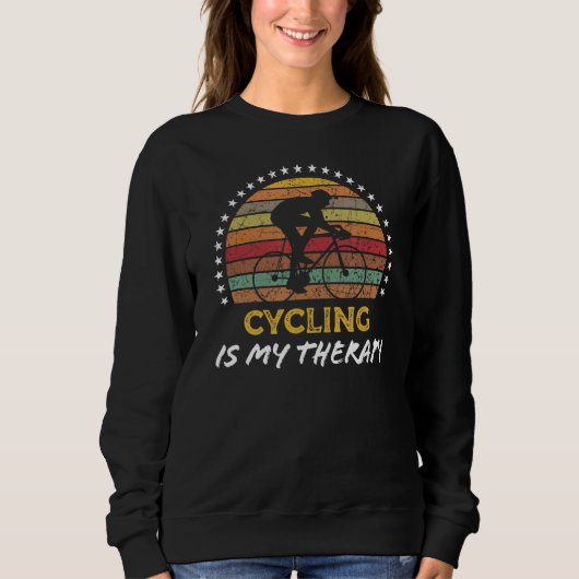 Cycling Is My Therapy Retro Bike Rider Graphic スウェットシャツ (正面)