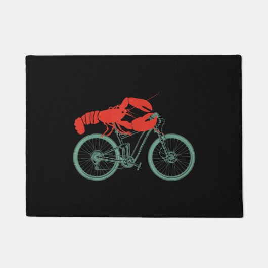 Cycling Lobster MTB Cycologist Funny Cyclist ドアマット (正面)