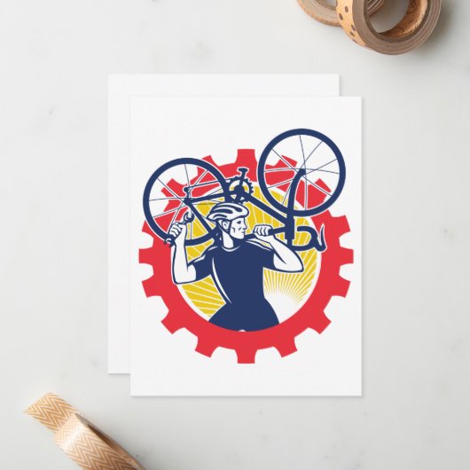 Cycling Repairs Cyclist Note Card ノートカード (正面/裏面インサイチュ)