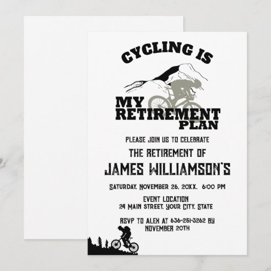 Cycling retired retirement party 招待状 (正面/裏面)