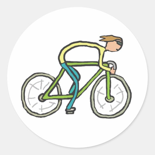 Cycling Stickman ラウンドシール (正面)