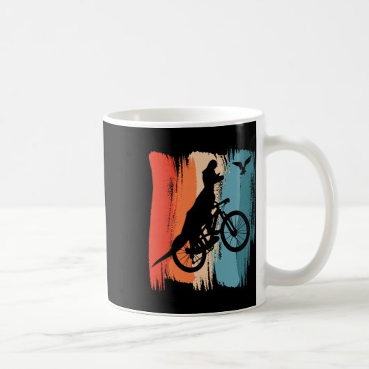 Cycling T-rex Dinosaur Mountain Biking Dino Riding コーヒーマグカップ (右)