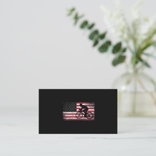 Cyclist Cycling Bicycle American Flag 4th of July 名刺 (スタンド正面)