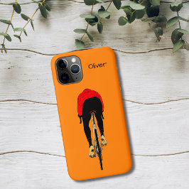 Cyclist on Orange Background iPhone 11 Proケース