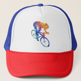 Cycliste Aquarelle Coloré | Dynamique Vélo Course キャップ
