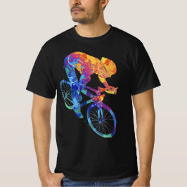 Cycliste Aquarelle Coloré | Dynamique Vélo Course Tシャツ
