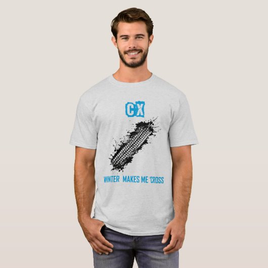 Cyclocross青CXの冬は私を十字にします Tシャツ (正面フル)