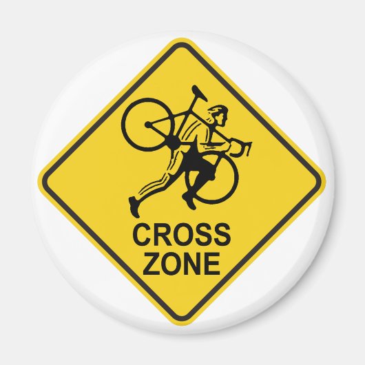 Cyclocross Zone Road Sign マグネット (正面)