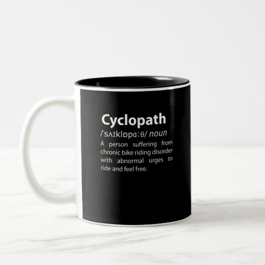 Cyclopathディクおもしろいショナリ定義 ツートーンマグカップ (左)