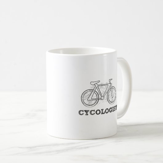 Cycologistのサイクリングの引用文のマグ-おもしろいなバイクのスケッチ コーヒーマグカップ (正面右)