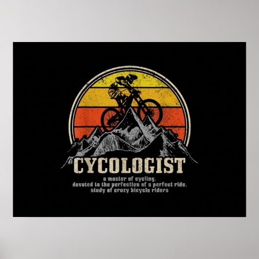 Cycologist定義おもしろいマウンテンバイクMTB ポスター (正面)