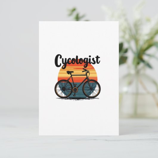 Cycologist:エネルギッシュバイクもしくは自転車に乗る人T型 – サイクリング用 サンキューカード (スタンド正面)
