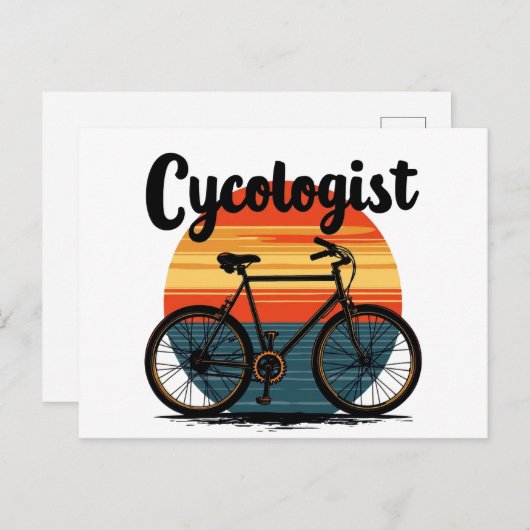 Cycologist:エネルギッシュバイクもしくは自転車に乗る人T型 – サイクリング用 シーズンポストカード (正面/裏面)