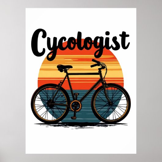 Cycologist:エネルギッシュバイクもしくは自転車に乗る人T型 – サイクリング用 ポスター (正面)