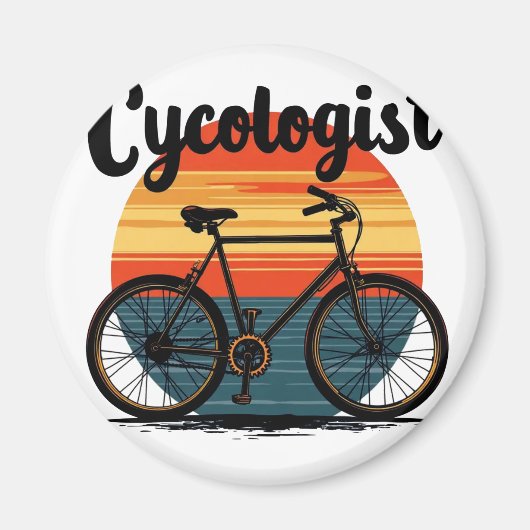 Cycologist:エネルギッシュバイクもしくは自転車に乗る人T型 – サイクリング用 マグネット (正面)