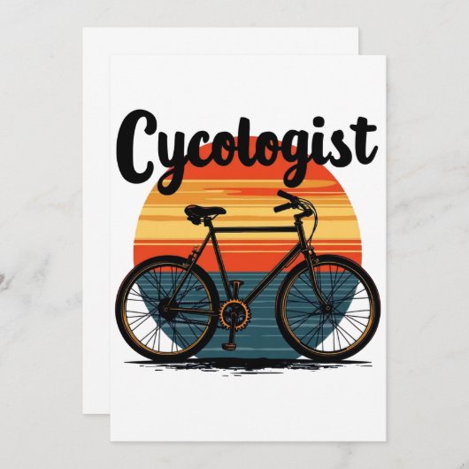 Cycologist：エネルギッシュバイクもしくは自転車に乗る人T型 – サイクリング用 招待状 (正面/裏面)