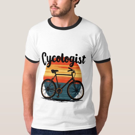 Cycologist:エネルギッシュバイクもしくは自転車に乗る人T型 – サイクリング用 Tシャツ (正面)