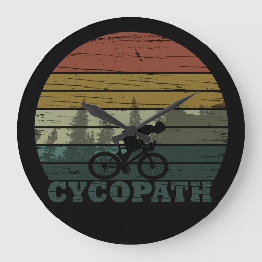 Cycopath - マウンテンバイク - おもしろ自転車 ラージ壁時計 (正面)