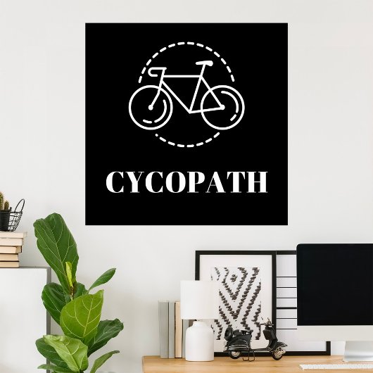 Cycopath Cycling Pun Minimalist Road Bike Cyclist ポスター