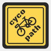 Cycopath Funny Road Sign for Cycle Lover スクエアシール (正面)