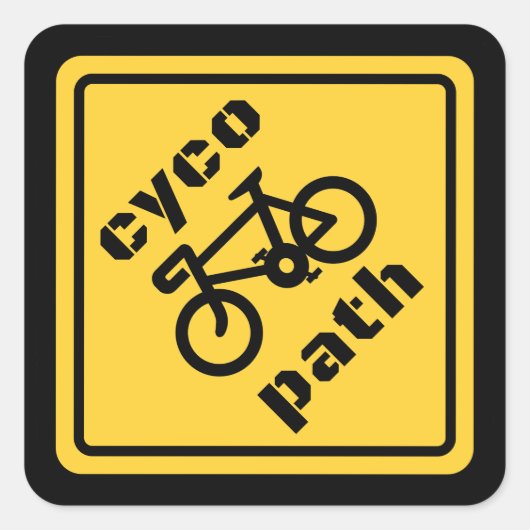 Cycopath Funny Road Sign for Cycle Lover スクエアシール (正面)