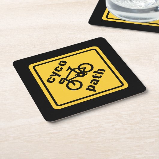 Cycopath Funny Road Sign for Cycle Lover スクエアペーパーコースター (アングル)