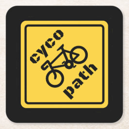 Cycopath Funny Road Sign for Cycle Lover スクエアペーパーコースター