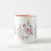 Cygne Rose Avec Cygne Blanc ツートーンマグカップ (中央)
