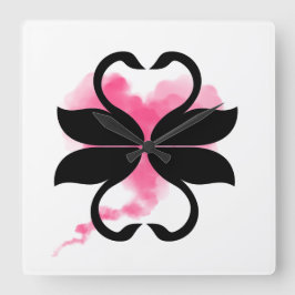Cygnes Nuage Love Horloge en Acrylique スクエア壁時計