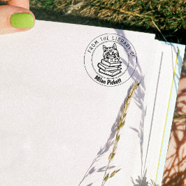 Cymric Cat、ライブラリから本 ラバースタンプ