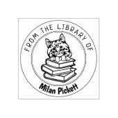 Cymric Cat、ライブラリから本 ラバースタンプ (インプリント)