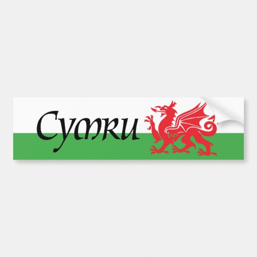 Cymruウェールズの旗のバンパーステッカー バンパーステッカー (正面)