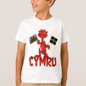 CymruウェールズのTシャツ、ウェールズの旗及びSt Davidの旗 Tシャツ (正面)