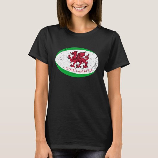 Cymru Am Byth Welsh Rugby Ball Fans Tシャツ (正面)