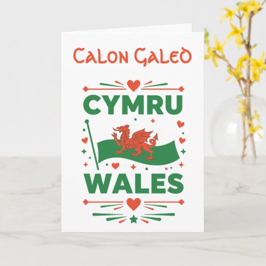 Cymru Red Dragon Wales カード (黄色い花)
