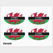 Cymru Sefydlu Ym 1057ウェールズ国旗の白文字 楕円形シール (シート)