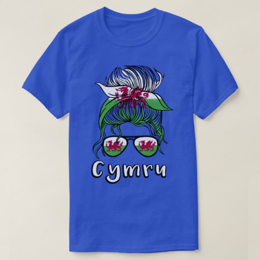 Cymru WalesガールフットボールW杯歓迎ウェールズ国旗 Tシャツ (デザイン正面)