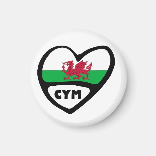 Cymru Wales国コードフラグハート マグネット (正面)
