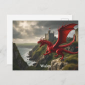 Cymru Wales Red Dragon / Y Ddraig Goch ポストカード (正面/裏面)