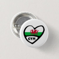 Cymruの国番号の旗のハートPin、ウェールズ、CYM 缶バッジ | Zazzle.co.jp