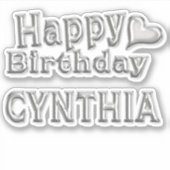 Cynthia Happy Birthday silver Aufkleber Sticker シール (正面)