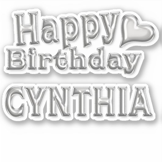 Cynthia Happy Birthday silver Aufkleber Sticker シール (正面)